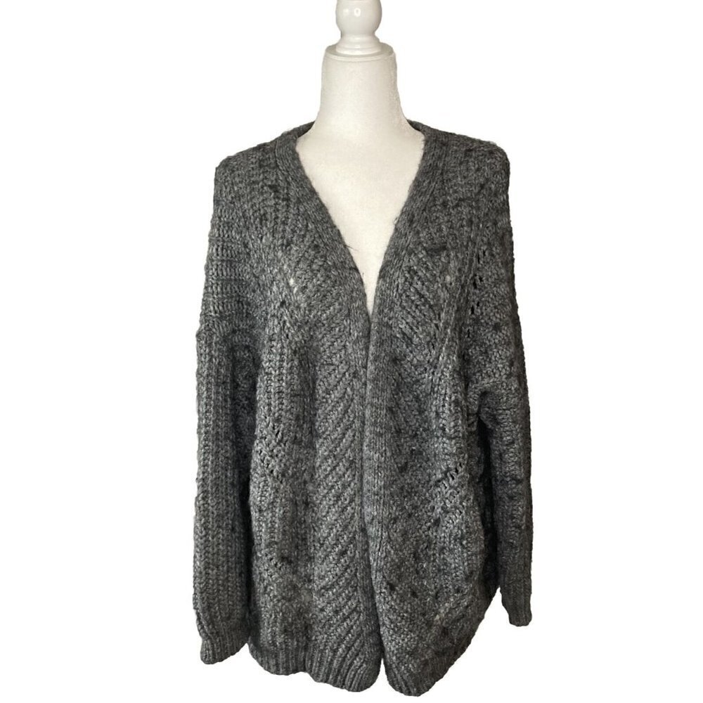 Elsamanda‎ Open Front Chunky Alpaca Wool Blend Oversized Sweater Made In Italy-L